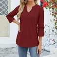 thumbnail image 5 of Njoeus Shirt for Women, Tops for Women Trendy women's 3/4 Sleeve Tunic Tops Summer V-Neck Eyelet T-Shirt Loose Fits Casual Shirts Work Blouse S-XXL, 5 of 6