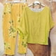 thumbnail image 2 of Conjunto de tops y pantalones de manga larga con cuello redondo y estampado para mujer Wmkox8yi  bvn2740, 2 of 8