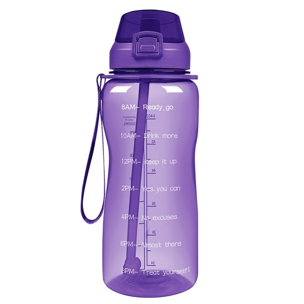 Bouteille d'eau 1 litre - Bouteille avec marqueurs de temps - Sans BPA -  Avec filtre à