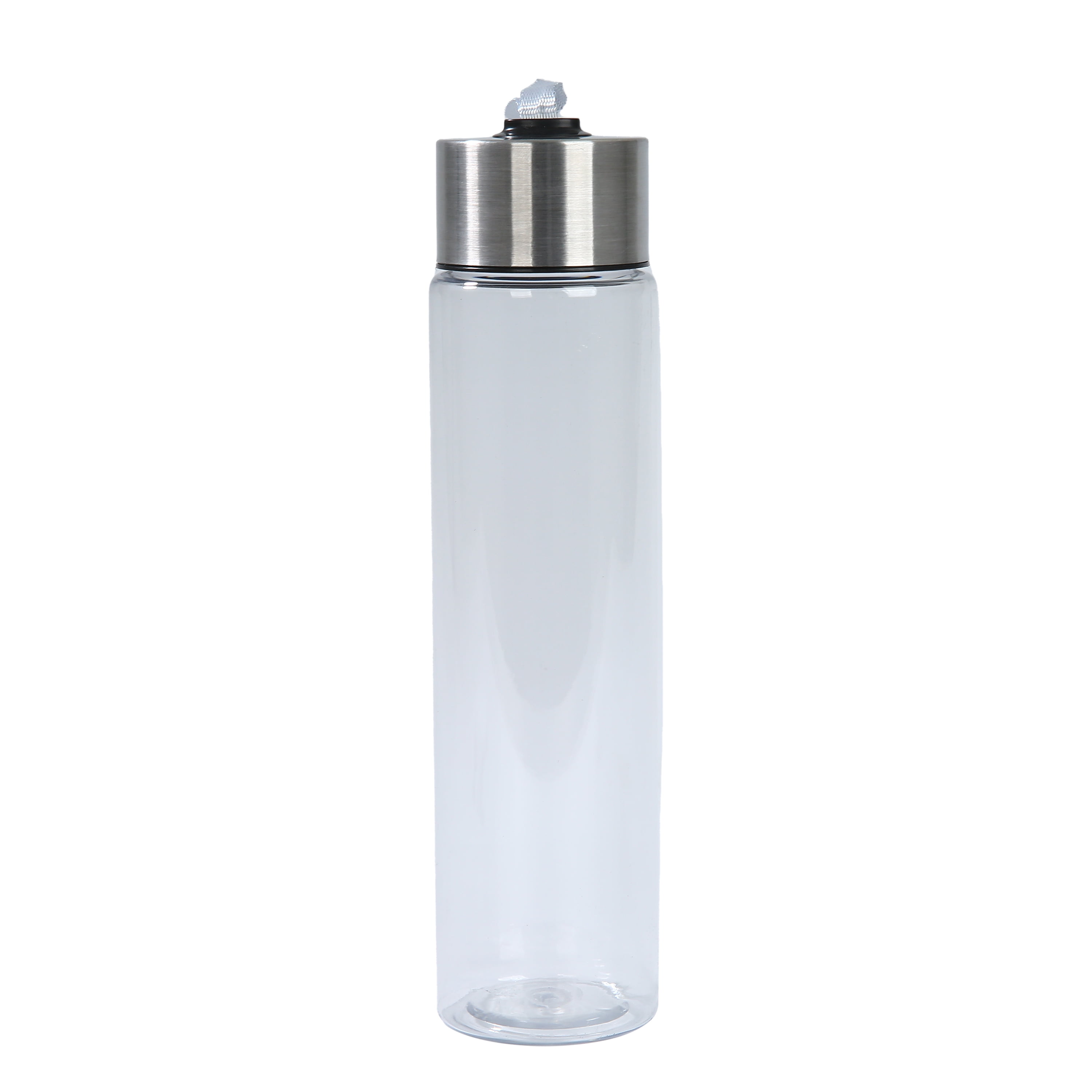 (6 pack) Mainstays 18 oz Clear Plastic and Stainless Water Bottle with Screw Cap Lid with Strap