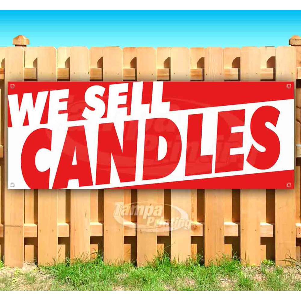 WE SELL CANDLES 13 oz heavy duty vinyl banner sign with metal grommets