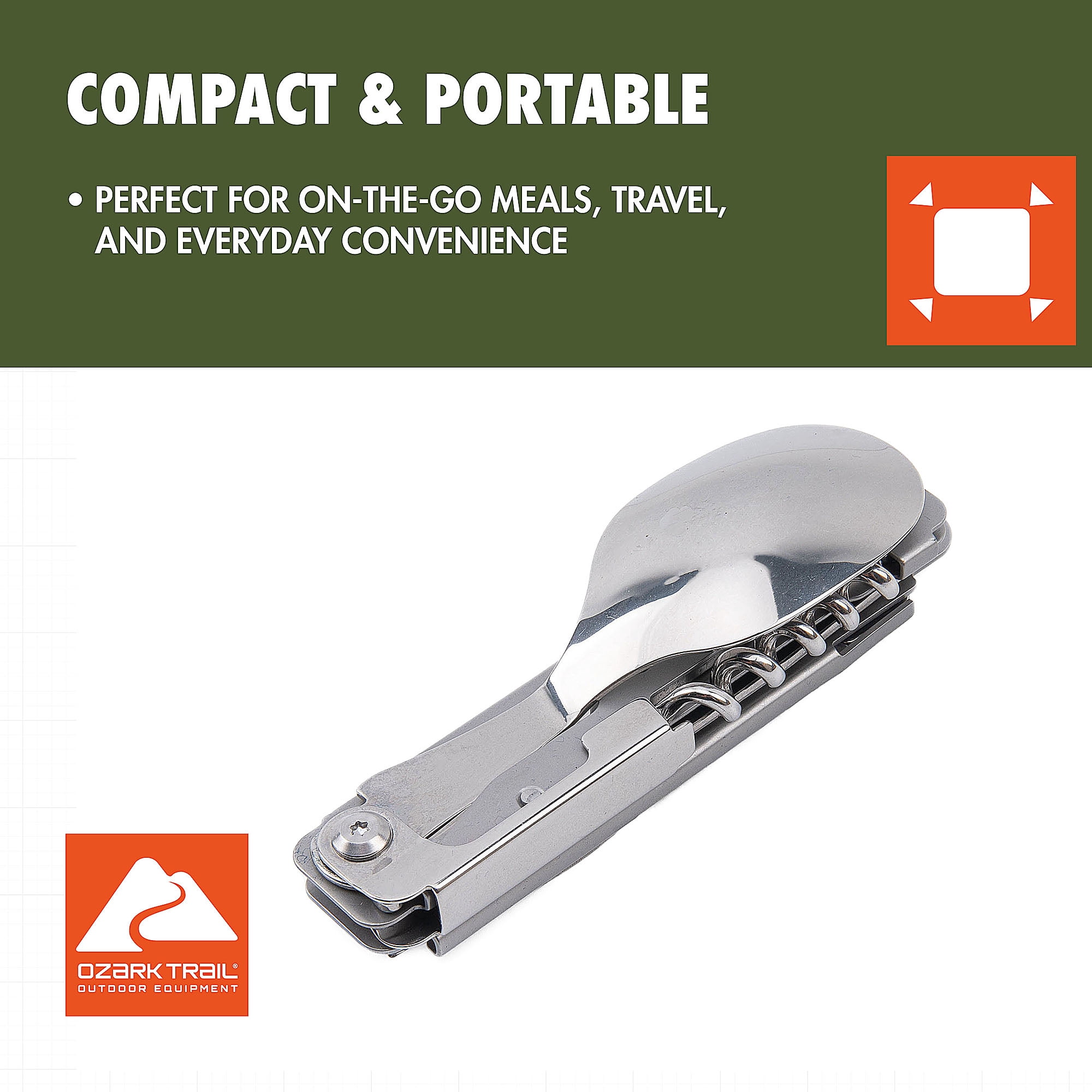 Ozark Trail 2-Piece Stainless Steel Camping Cutlery Set with Carrying Pouch
