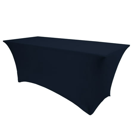 

Ultimate Textile (2 Pack) 5 ft. Fitted Spandex Table Cover - for 24 x 60-Inch Banquet and Folding Rectangular Tables Navy Blue