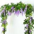 thumbnail image 4 of RotHome Artificial Wisteria Hanging Flowers Silk Vine Garland Faux Purple Wisteria Flowers Vines for Wedding Arch Party Garden Home Decor Table Backdrop 1 Pc, 4 of 5