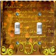 thumbnail image 1 of Metal Light Switch Plate Cover Elegant Golden Brown Letter Frame Damask DAM070, 1 of 13