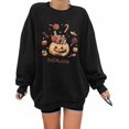 thumbnail image 1 of Pullovers d'Halloween pour Femmes Manches Longues Chandails en Molleton Squelette Drôle Citrouille, 1 of 5