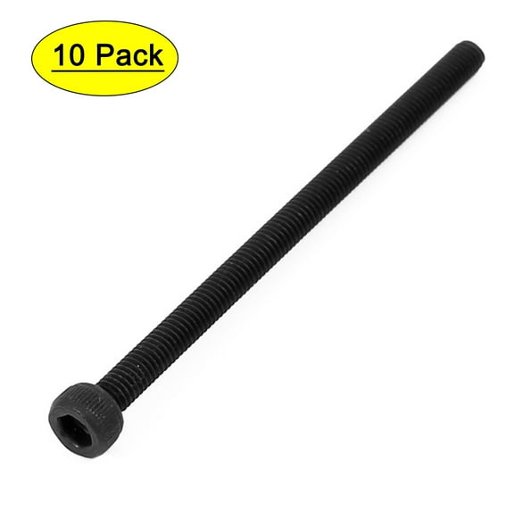 M3x50mm Fully Thread Hex Socket Head Knurled Cap Screw Bolt Black 10pcs
