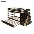 thumbnail image 7 of Twin Over Twin Bunk Bed with Trundle and Staircase, Solid Wood Bunk Bed Frame with 4 Storage Drawers and Guardrails, No Box Spring Needed, 7 of 7