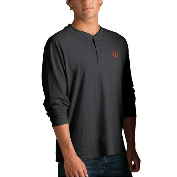 Men's Black Indiana Hoosiers Cambridge Henley 3/4-Sleeve T-Shirt