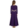 thumbnail image 2 of Hansber Kids Girls Lyrical Praise Dance Dress Metallic Color Block Liturgical Worship Full Length Church Robe Purple 8, 2 of 5