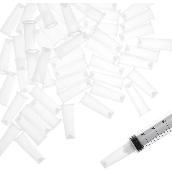 60pcs Syringe Tip Caps White Syringe Caps Plastic Lid Protectors for Lock Syringe Tip Opener Dispenser Portable Sealing Clean Plastic