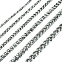Stainless Steel Silver Wheat Braided Chain by INFINIQUE CREATIONS - Bracelet and Silver Necklace for Women and Men, 3mm-8mm, 7'-38', Silver - 1 Pack