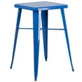 thumbnail image 4 of Flash Furniture Commercial Grade 23.75" Square Blue Metal Indoor-Outdoor Bar Table Set with 2 Stools with Backs, 4 of 5