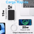 thumbnail image 3 of Power Bank Inalámbrica 10000mah Magnético 22.5w Ultrarápida NEGRO, 3 of 4
