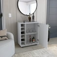 thumbnail image 3 of White Engineered Wood Wick Bar Cart, Featuring Wine Storage, Ample Inner Cabinet Space, Smooth For Dining Room Cart With Storage Compartment, Expansive Cabinet, Smooth-moving Wheels, 3 of 4
