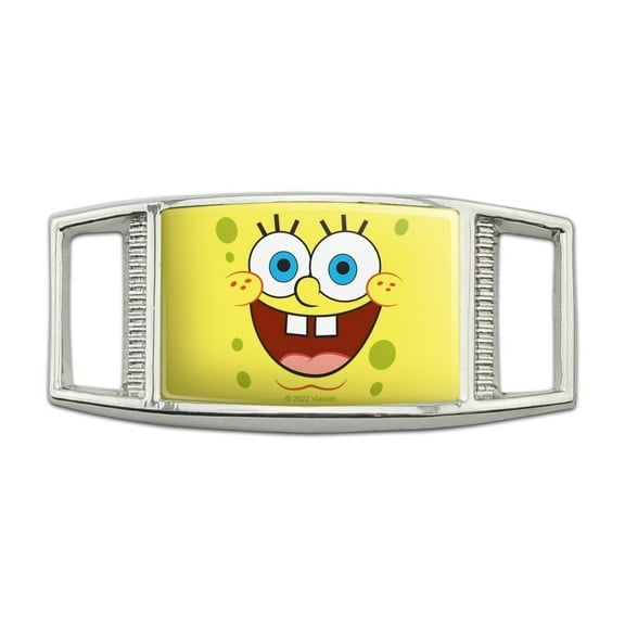 SpongeBob Goofy Smile Face Rectangular Shoe Shoelace Shoe Lace Tag Runner Gym Charm Decoration