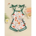 thumbnail image 2 of Suealasg  Little Girl's Floral Print Square Neck Cami Romper Ruffle Trim Wide Leg Shorts Jumpsuit, 2 of 8