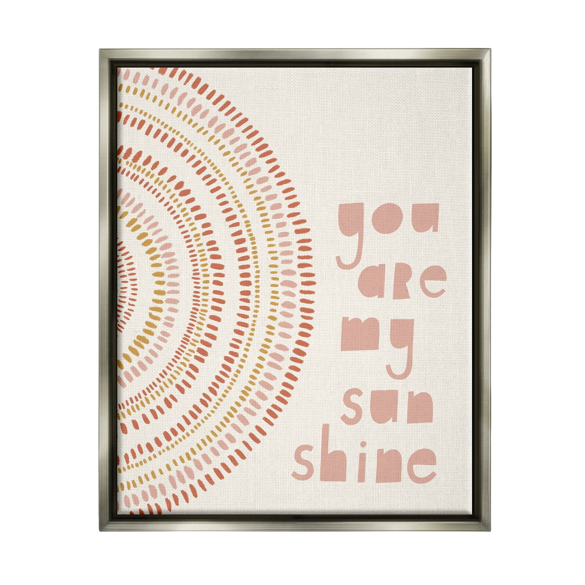 Stupell Industries You're My Sunshine Motivational Phrase Boho Stripe Circle Metallic Gold Framed Floating Canvas Wall Art, 24x30, by Nancy McKenzie