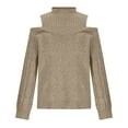 thumbnail image 4 of Tuphregyow Women's Slouchy Long Sleeve Crochet Sweaters Trendy Solid Loose Relaxed Off Shoulder Leisure Baggy Cute Sweater Tops Fashion Turtle Neck Pullover Khaki S, 4 of 6