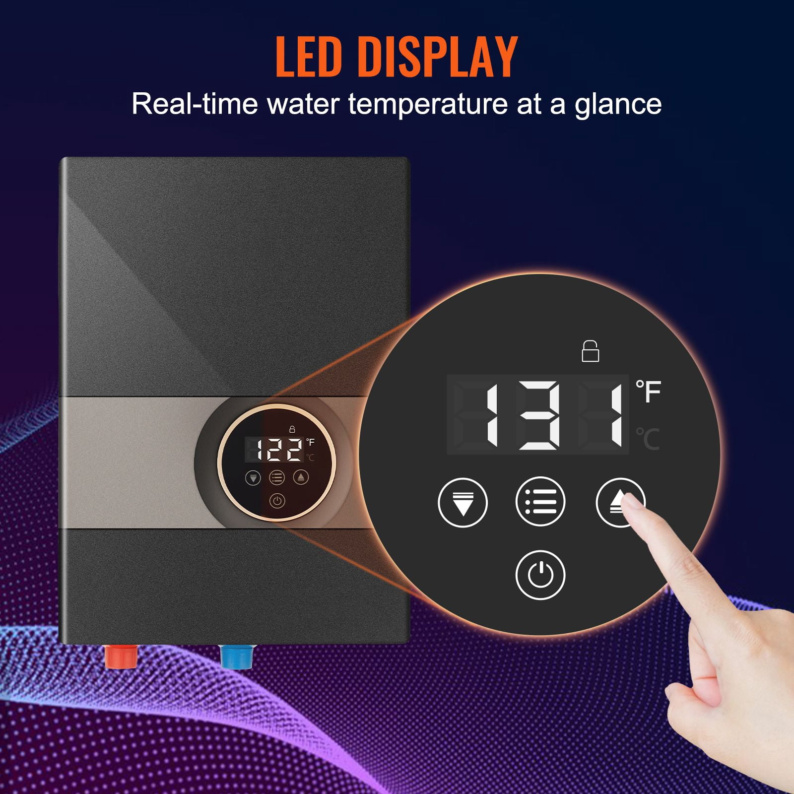 8kW On-Demand Tankless Water Heater, Digital Display, Easy Install, 24H Supply, ETL Listed for Kitchen/Bath/Shower/Salon