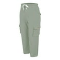 thumbnail image 6 of SNKSDGM Women's Plus Linen Pants Womens Wide Leg Women's Pants Petite Length Women Cargo Capris Hiking Pants Summer Casual Drawstring High Waisted Sweatpants Loose Capri Pants with Pockets, 6 of 8