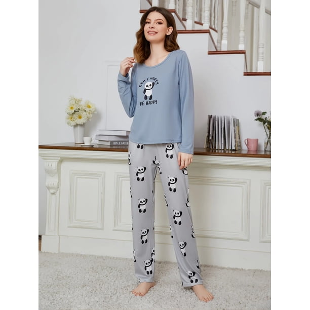 Pijamas para mujer Otoño Invierno conjuntos de pijamas con estampado navideño ropa informal de manga larga para el hogar moda nueva en ropa de dormir para mujer