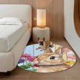 thumbnail image 2 of Easter Bunny Round Area Rug 3Ft Washable Small Circle Rugs for Kitchen Entryway, Spring Colorful Daisy Flowers Rabbit Wood Plank Non-Slip Carpet Floor Mats Indoor Outdoor Carpet Runner Home Decor, 2 of 8