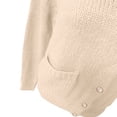 thumbnail image 5 of VISALY Cropped Cardigan Cardigan with Pockets Women's Knit Cardigan Sweaters Casual Long Sleeve Open Front Button Up Ribbed Fall Sweater Jackets Crewneck Cardigan Business Casual Cardigans B L, 5 of 6