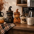 thumbnail image 3 of Fall Halloween Witch Cat Decor Set of 3, Rustic Sewing Texture Cat Resin Figurine, Cute Non-spooky Seasonal Ornaments for Halloween Home Display, 3 of 7