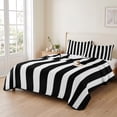 thumbnail image 2 of Queen Quilt Set 90''x96'', Black Striped Lightweight Bedspread Coverlet Set with 2 Pillow Shams, Modern Farmhouse Black and White Stripes Breathable All Season Quilt Bedding for Bedroom/Guest Room, 2 of 9