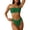 261#Dark Green, variant on Women's Textured Bikini Swimsuit Two Piece Strapless Bandeau Cheeky Bathing Suits Black M