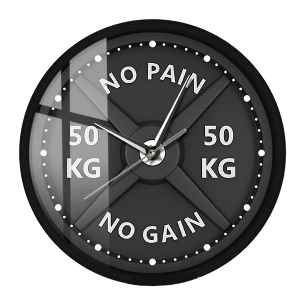 Reloj colgante de pared con diseño de pesas y pesas de 11,8 pulgadas, reloj de Fitness redondo para habitación de invitados, multifuncional