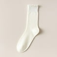 thumbnail image 7 of Lace Trim Lightweight Breathable Cotton Summer Socks - Mid-Calf Socks for Women for Warm Weather (One Size, 5 Pairs), 7 of 7