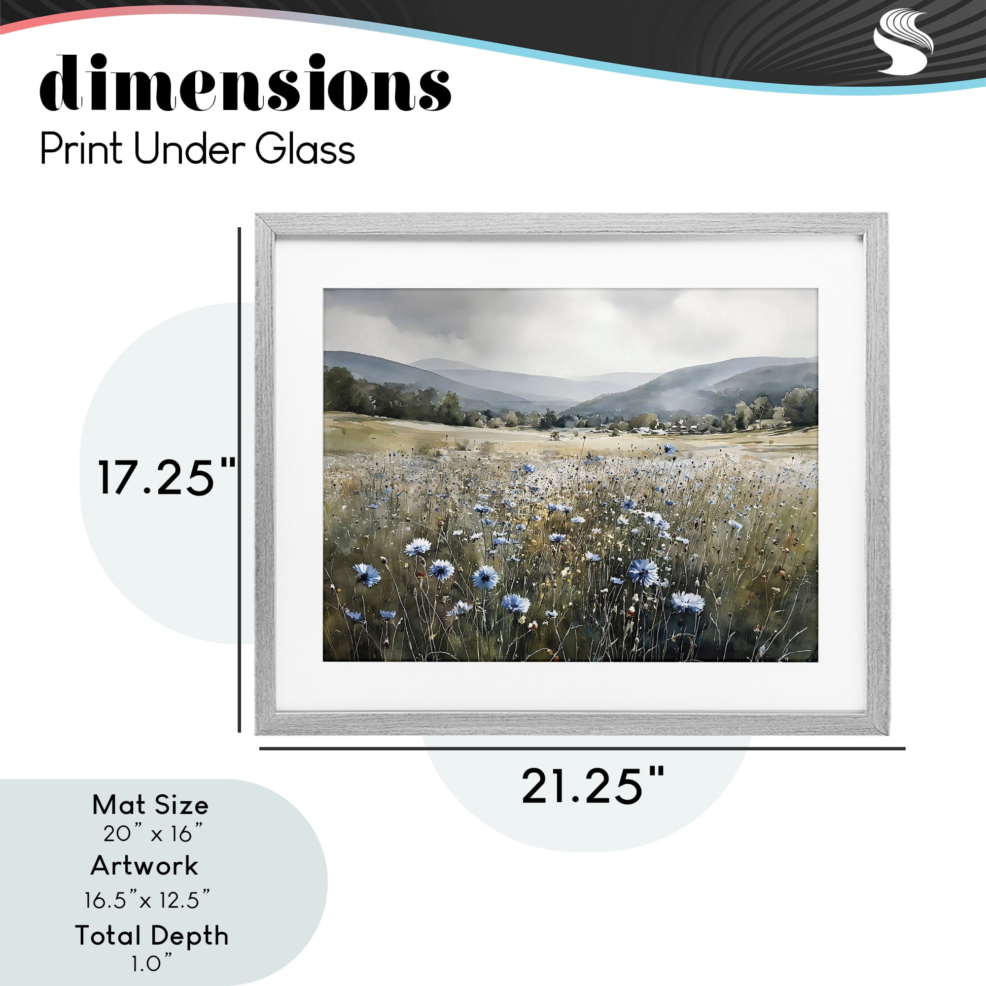 Stupell Industries Sapphire Speckled Fields Gray Framed Print Under Glass, design by Franklyn Gregory