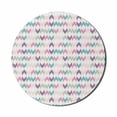thumbnail image 1 of Geometric Mouse Pad for Computers, Oriental Chevron and Ikat Motif with Eastern Influences Boho Art Print, Round Non-Slip Thick Rubber Modern Gaming Mousepad, 8" Round, Violet Pink Teal, by Ambesonne, 1 of 2