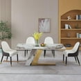 thumbnail image 3 of Montary Dining Chairs Set of 2, Modern Faux Leather Dining Metal Legs for Living Kitchen Dining Room (Brown), 3 of 8