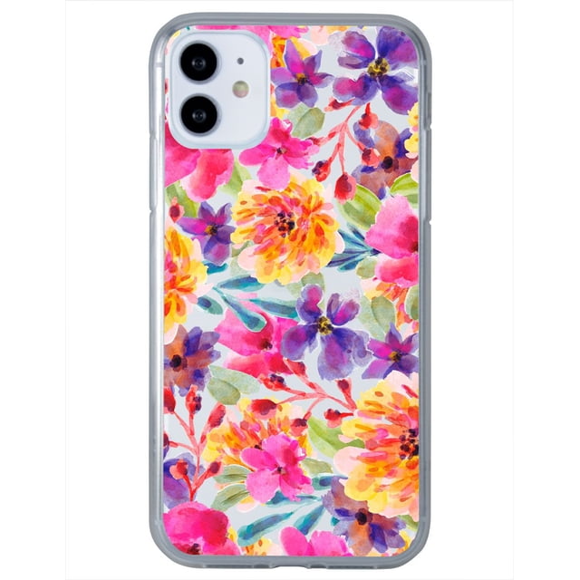 Funda Para iPhone 11 Flores Acuarela, Uso Rudo, InstaCase Protector para iPhone 11 Antigolpes, Case Flores Acuarela