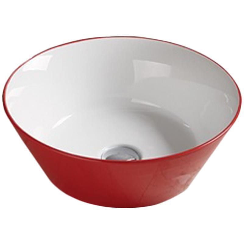 American Imaginations 15.9-in. W Above Counter Red-White Bathroom Vessel Sink For Deck Mount Deck Mount Drilling AI-27899