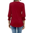 thumbnail image 4 of Fantaslook 3/4 Sleeve Womens Tops Dressy Casual Blouses V Neck Work Shirts Trendy Tops with Smocked Cuffs, 4 of 7