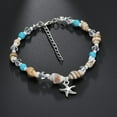 thumbnail image 3 of Trayknick Conch Shell Faux Turquoise Beaded Starfish Charm Lady Anklet Ankle Bracelet Silver, 3 of 7