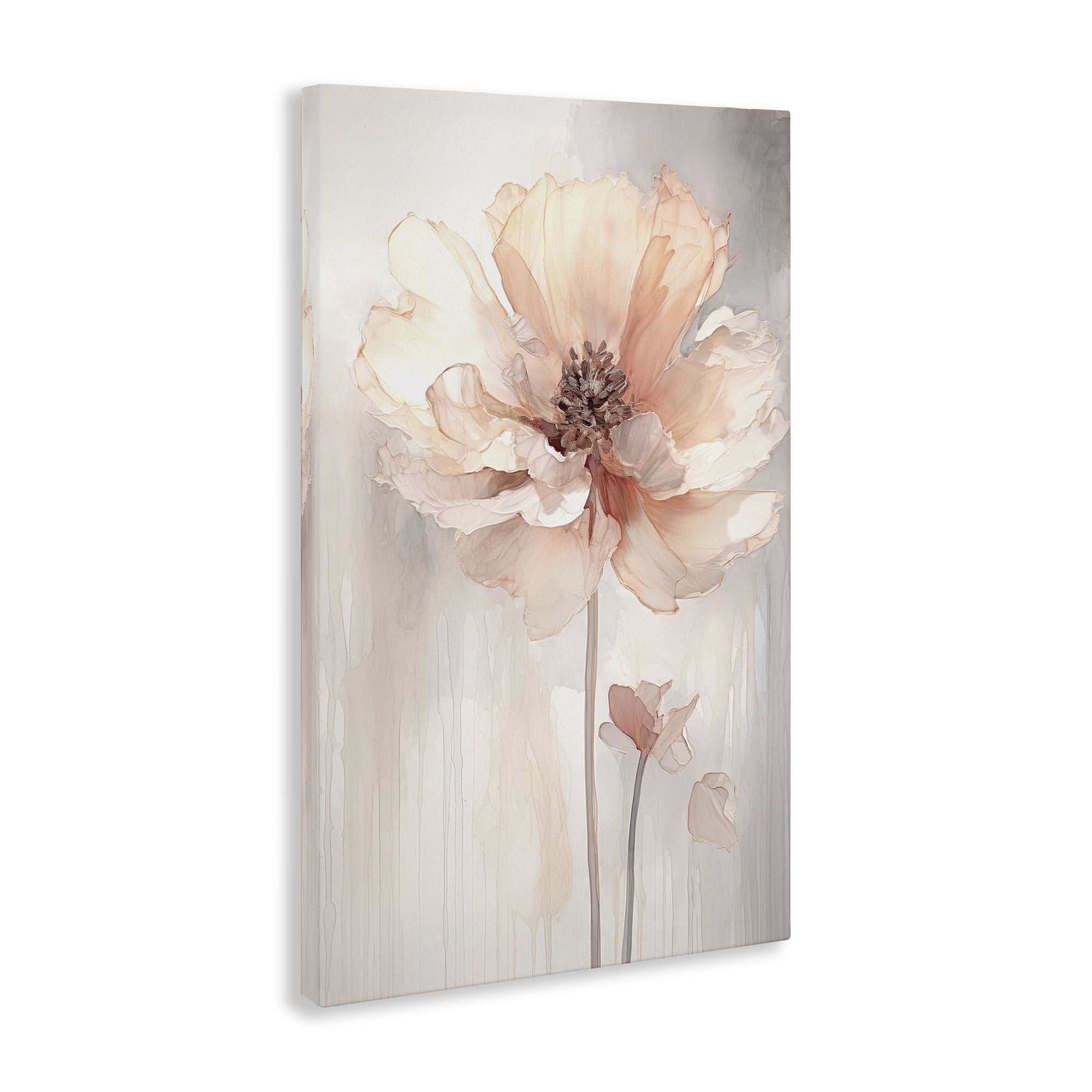 Stupell Industries Pastel Blush Flower Plants & Flowers Painting Wrapped Canvas Art Print Wall Art, 30 x 45