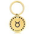 thumbnail image 3 of Zodiac Sign Keychain Charms Gold Stainless Steel Engraved Christmas Holiday Gifts Metal Keychains, 3 of 4