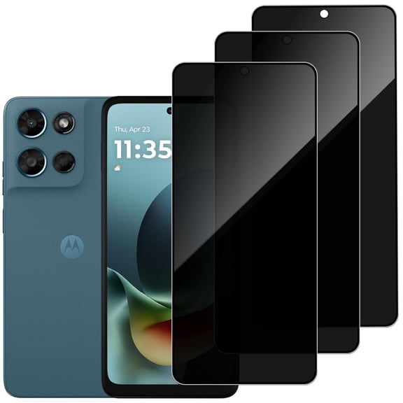 ZYQEEE Privacy Screen Protector for Motorola Moto G Play 2026 - 3Pack Scratch Resistant Tempered Glass Protective Film - Easy Installation Edge to Edge Protection - Bubble Free