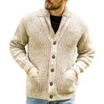 thumbnail image 3 of Vedolay Men's Cardigan Sweater Open-Front Cardigan Coat Solid Color Coats for Men 2023 Khaki,2XL, 3 of 5