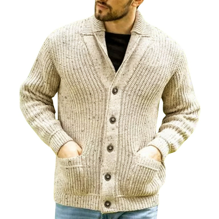 nsendm Mens Slim Fit V Neck Sweater,Mens Knit Classic Cardigan Sweater  Cotton Loose Fit Casual Simple Solid color Fashion Cardigans Jacket  Coat,Mens