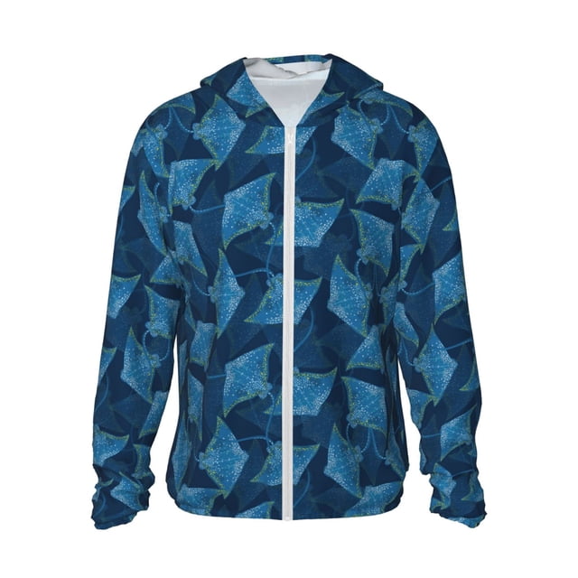 Balery Stingray Sudadera ligera de manga larga con capucha y protección solar UPF 50+ para hombre y mujer, ideal para pesca y running-Small