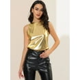 thumbnail image 2 of DARING DIVA Women's Metallic Sleeveless Tank Top M Shiny Gold, 2 of 6