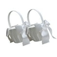 thumbnail image 2 of Matsuzay Cesta de flores con lazo romántico de 2 piezas, cesta portátil para ceremonia de compromiso de fiesta, cestas para portador de Decoración del hogar Blanco natural, 2 of 6