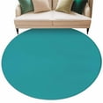 thumbnail image 2 of Teal 7ft Round Rug, Farmhouse Solid Turquoise Color Modern Art Non-Skid Rubber Backing Large Area Rugs - Living Room Bedroom Home Office, Indoor Floor Mat Carpets Washable Rug, 2 of 9