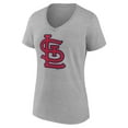thumbnail image 2 of Women's Gray St. Louis Cardinals Official Logo V-Neck T-Shirt, 2 of 3